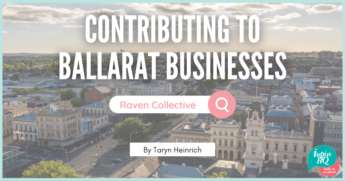 View of Ballarat from above with title and author of blog